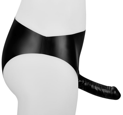 Latex‑Slip mit Innen- und Außendildo