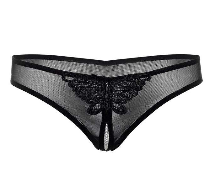 Indra crotchless beaded thong